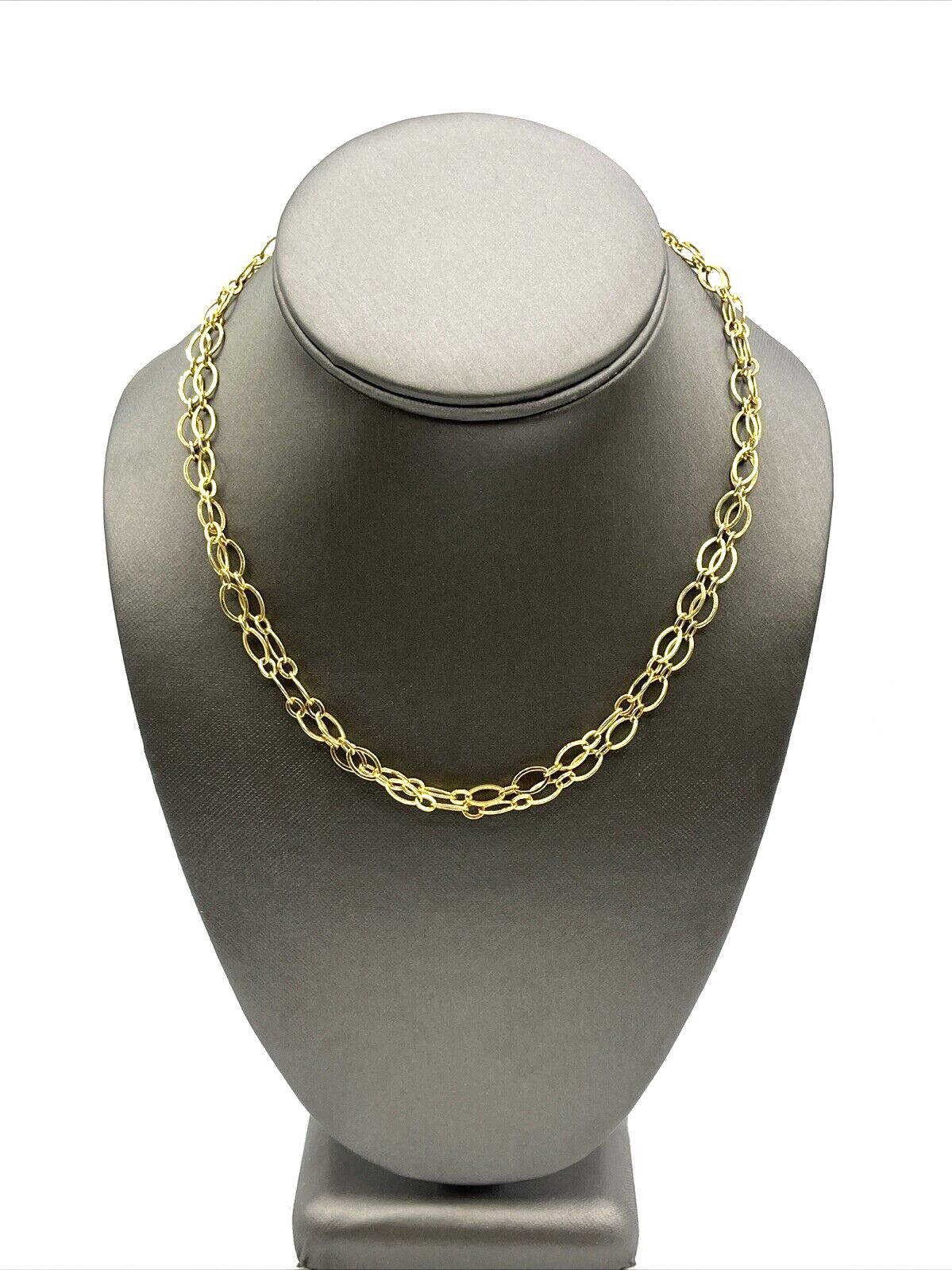 Origami Owl Gold Tone Large Paper Clip Link Double Chain Necklace 16″
