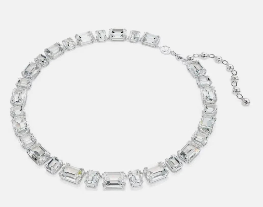 SWAROVSKI Millenia Tennis Necklace, Octagon Cut, White, Rhodium Plated