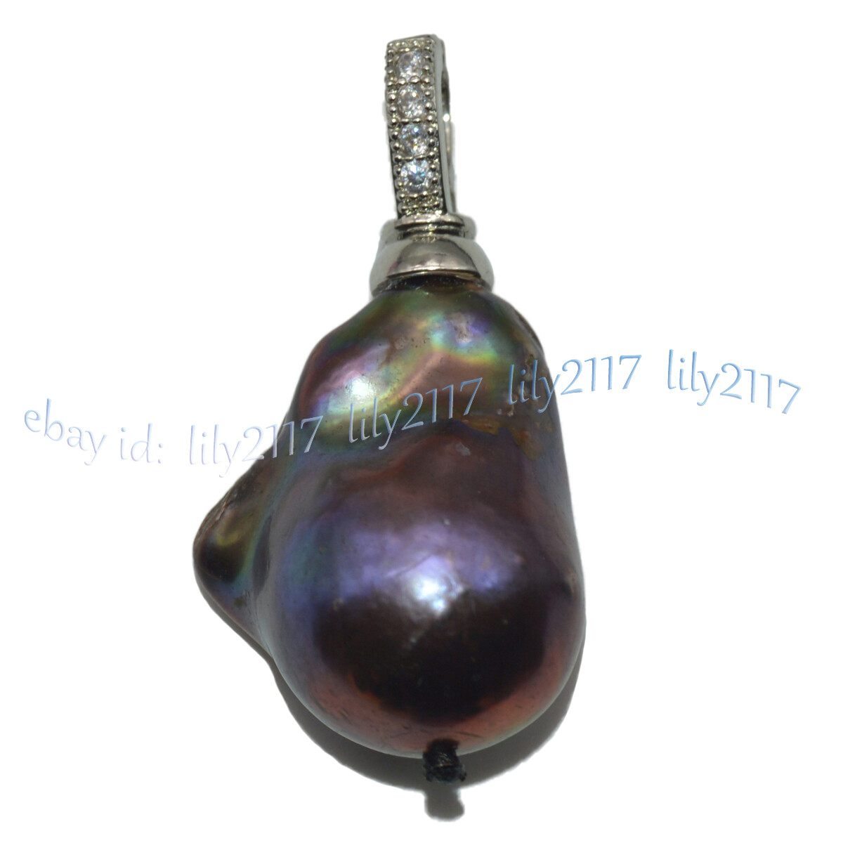 Huge 15x20mm Real Natural White Black Keshi Baroque Pearl Pendant 14KGold Plated