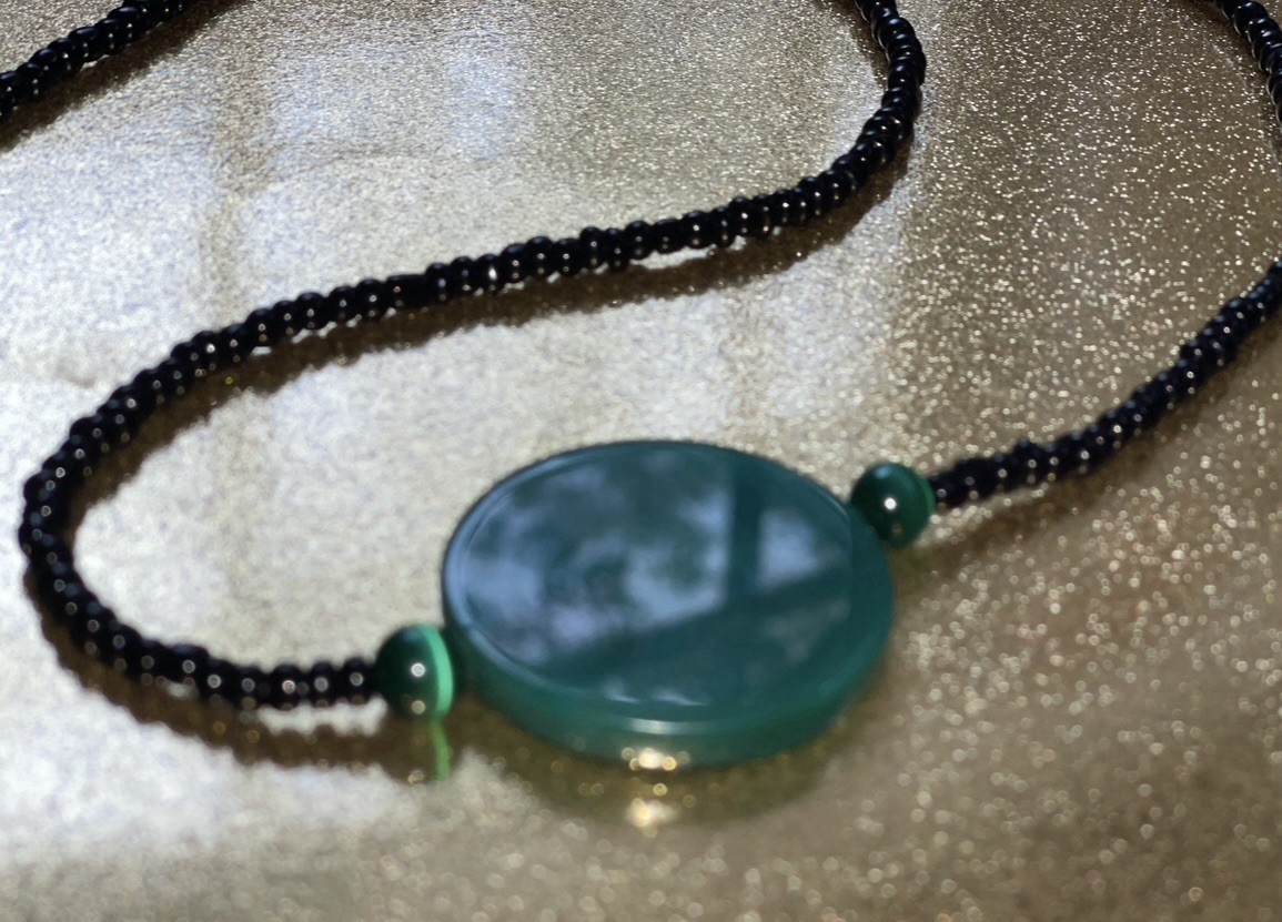 Handmade with love by yours truly KJT Designs co.Gorgeous Green Agate Necklace