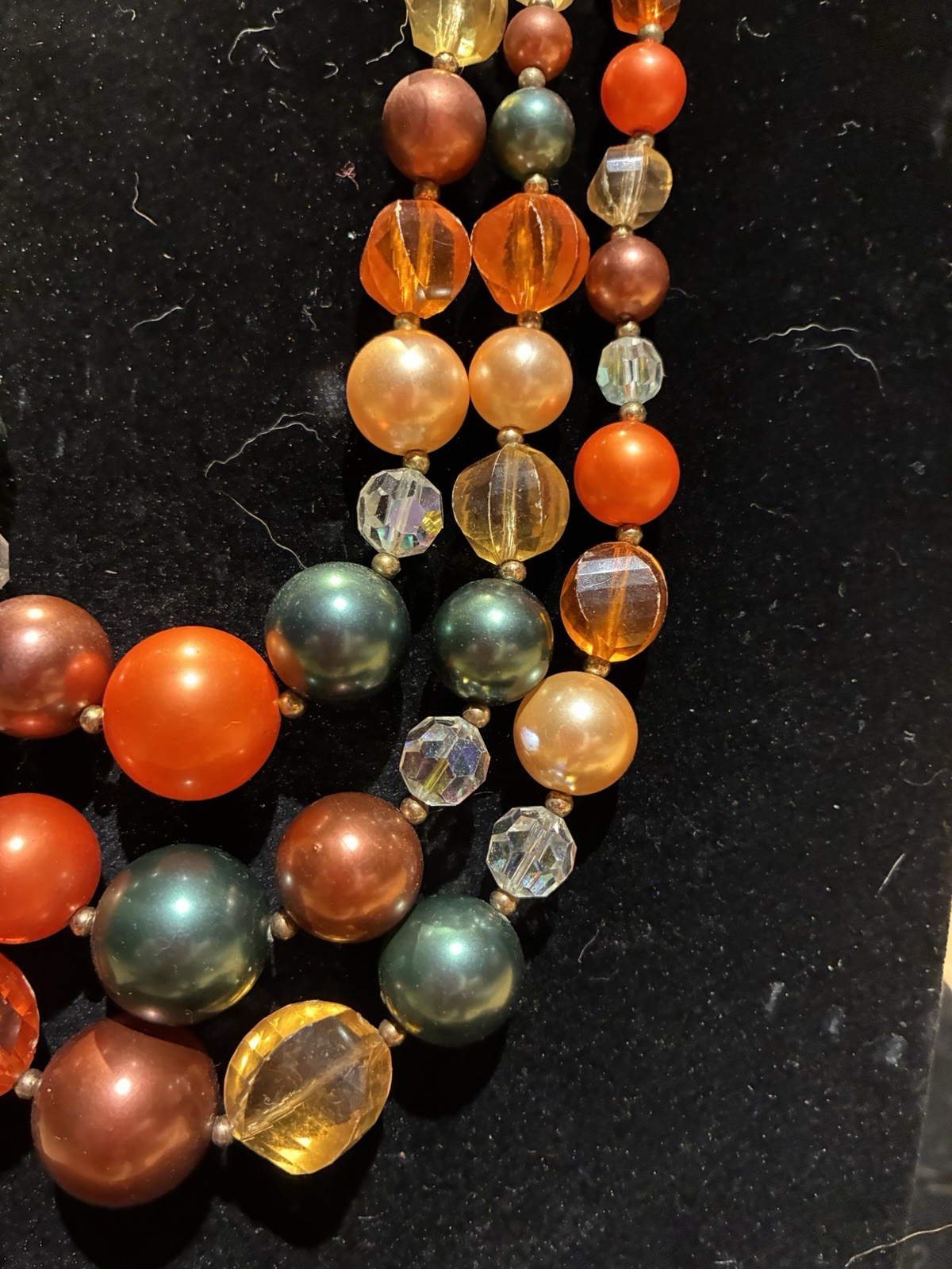 Multicolor Vintage Multi-Strand Round Bead Statement Necklace Hook Closure