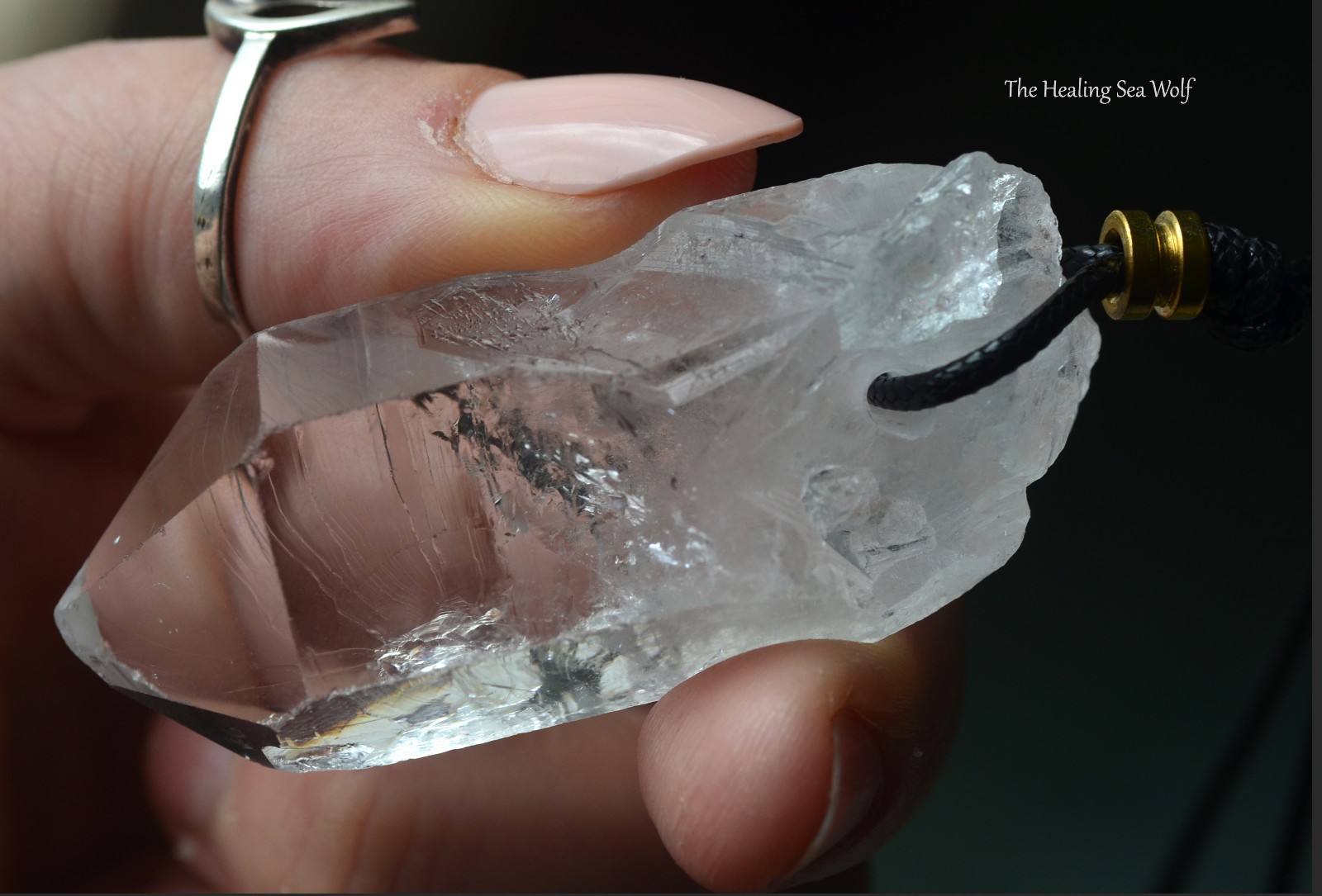 Diamantina Clear Quartz Necklace with Rare Curved Timelines • Manifestation Ally