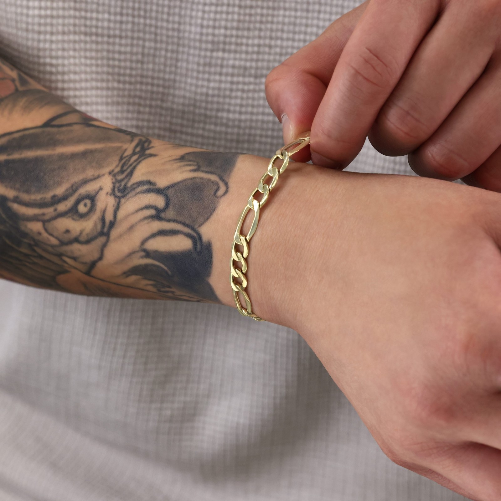 10K Yellow Gold 2mm-9mm Italian Figaro Chain Link Bracelet Mens Women 7″ 8″ 9″