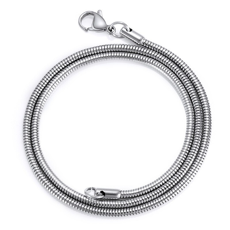 50Pcs Men Women Silver Stainless Steel Round Cable Snake Chain Necklace 18″-28″