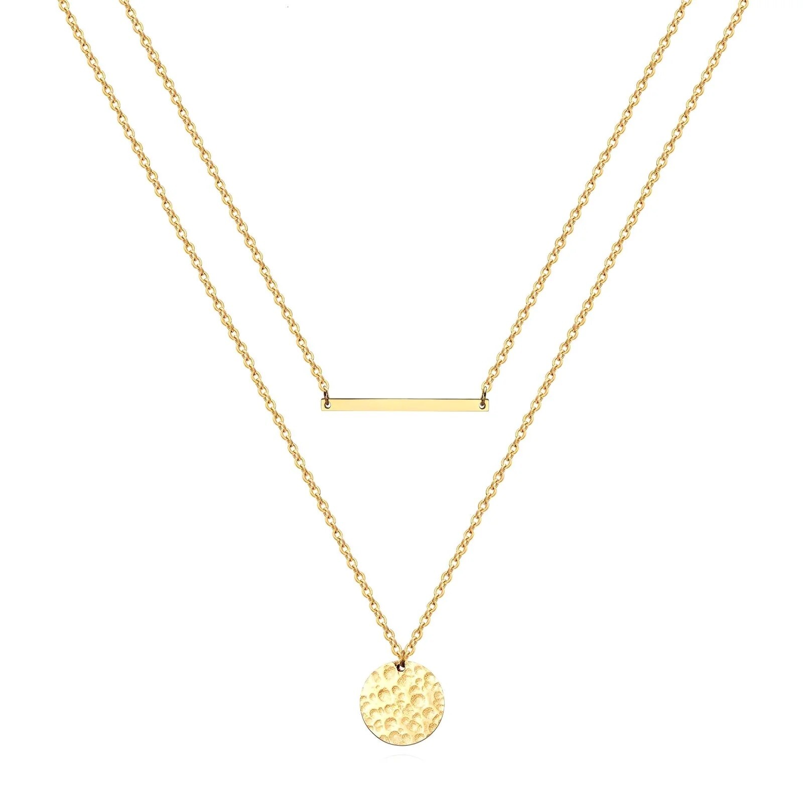 18K Gold Plated Waterproof None Tarnish 2 Layer Necklace Trendy