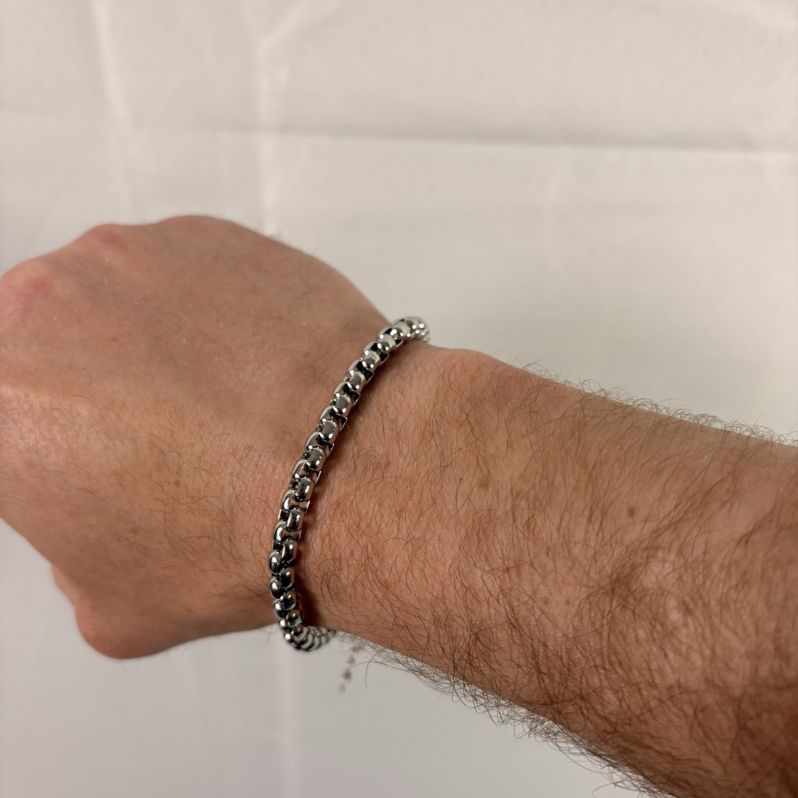 Silver Bracelet Premium 316L Surgical Stainless Steel Round Box Bracelet 5mm 8”