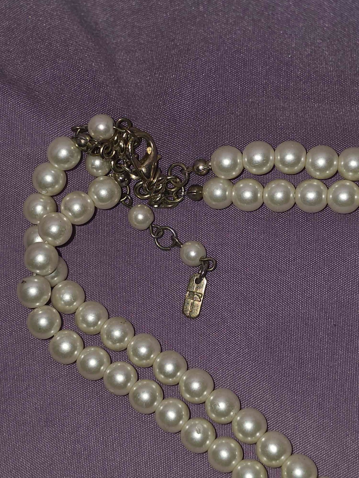 Vintage Liz Claiborne Double Strand Faux Pearl Necklace