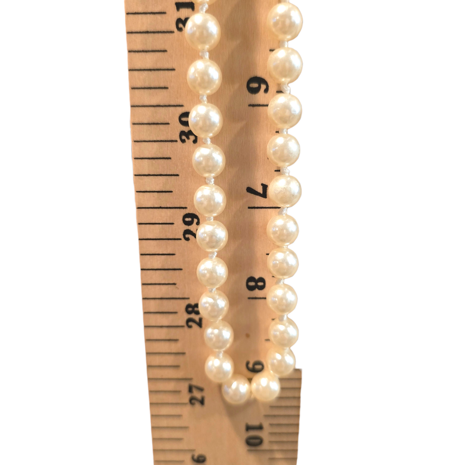 Necklace Vintage Imitation Pearl Beaded Creamy White 8mm Single Strand 18″ S2911