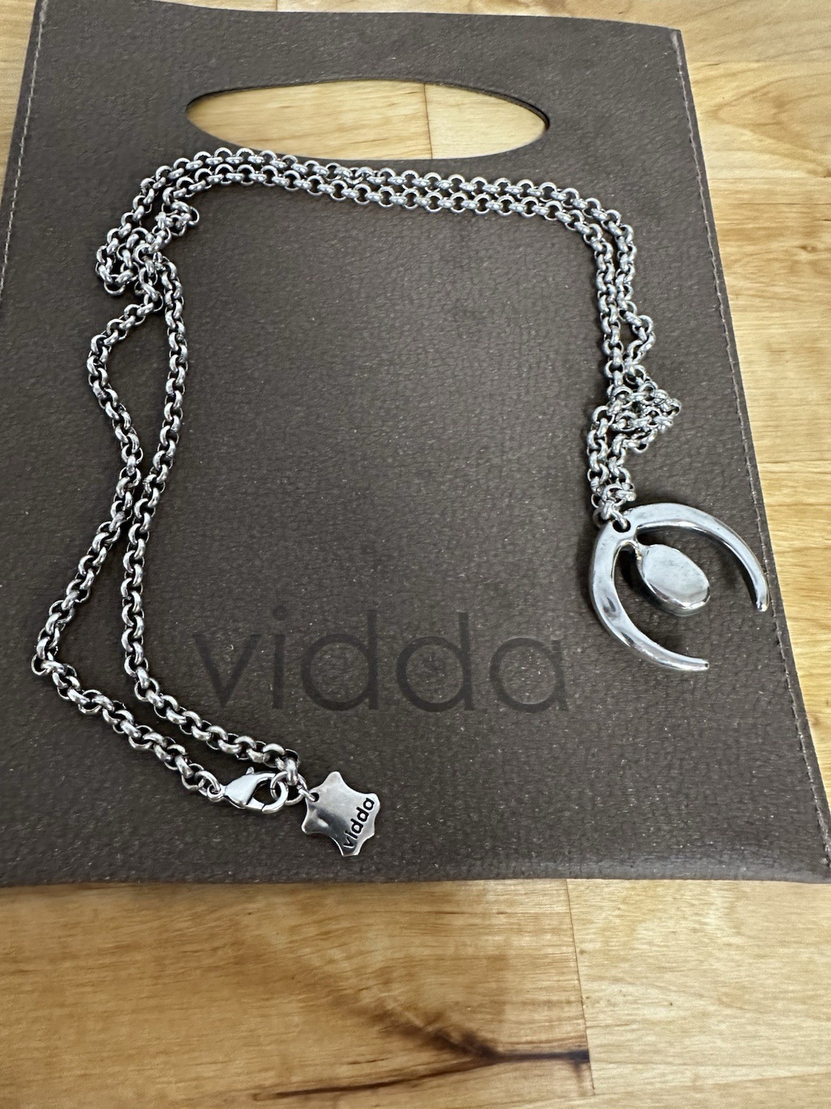 Vidda Signed Sterling Silver Plated Pendant Necklace Blue Swarovski Crystal