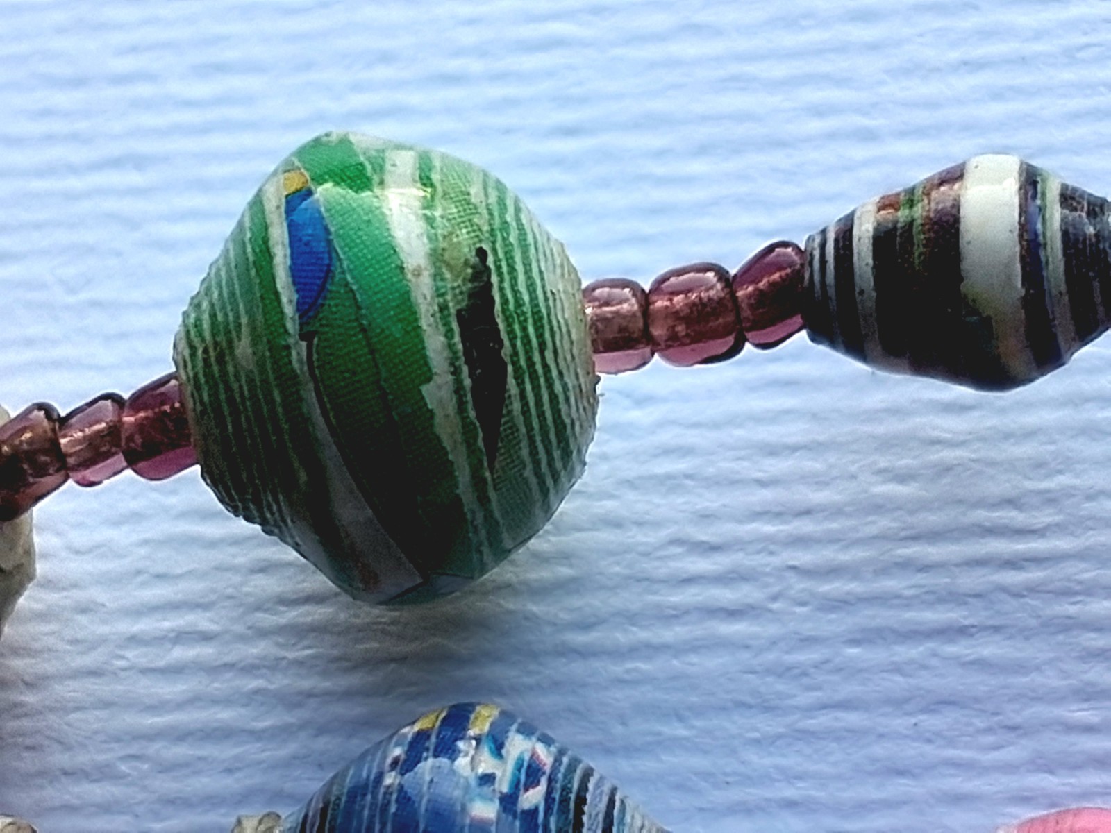 authentic Signed bead for life paper bead bohemian necklace 40 inch strand
