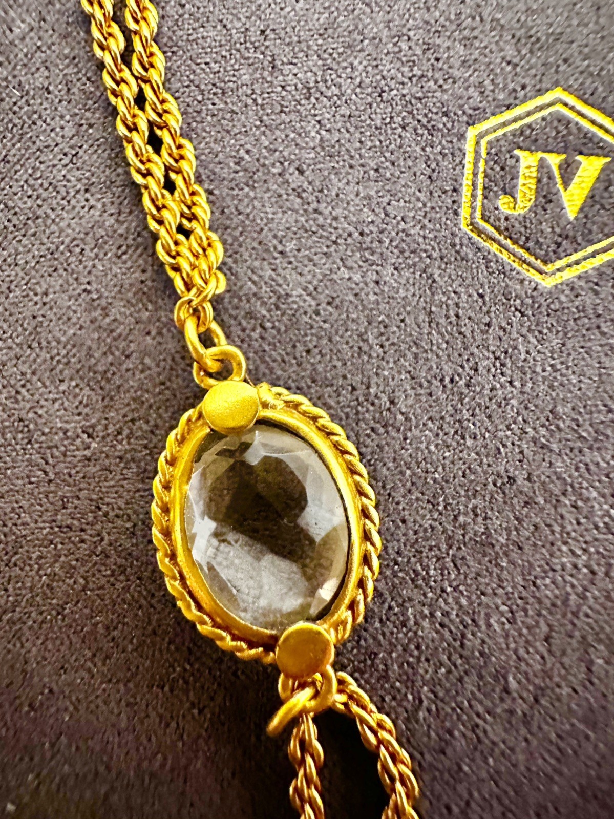 Julie Vos Delicate Charm Necklace, Clear Stones, 24K Gold Plated, Adjustable