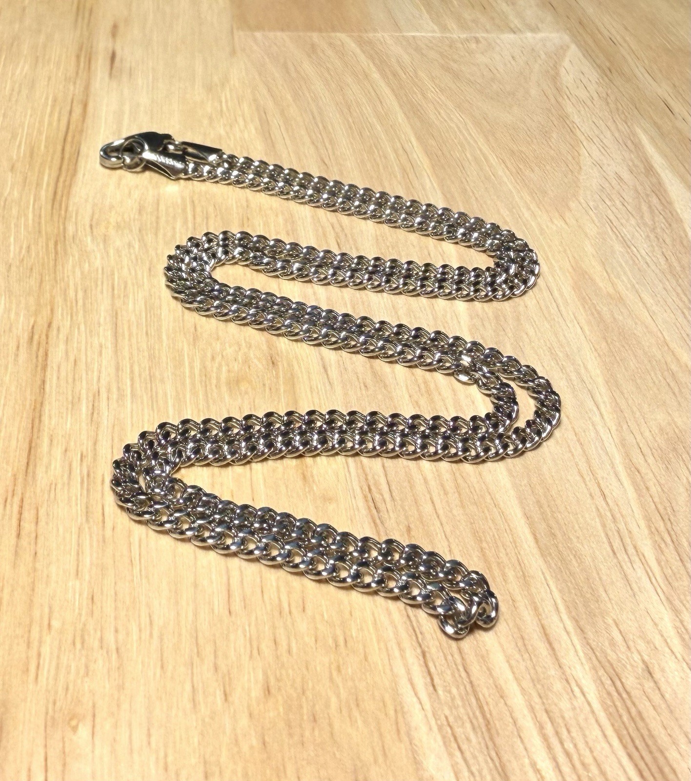 Silver Plated Stainless Steel Cuban Link Curb Chain Necklace 3mm W 20” L