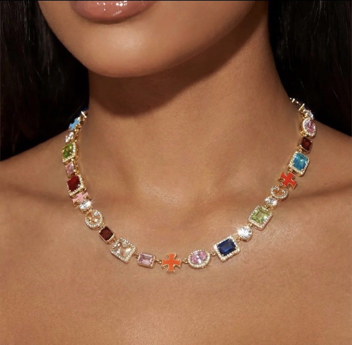 colorful gemstone necklace, Multi Colored Gemstone Necklace