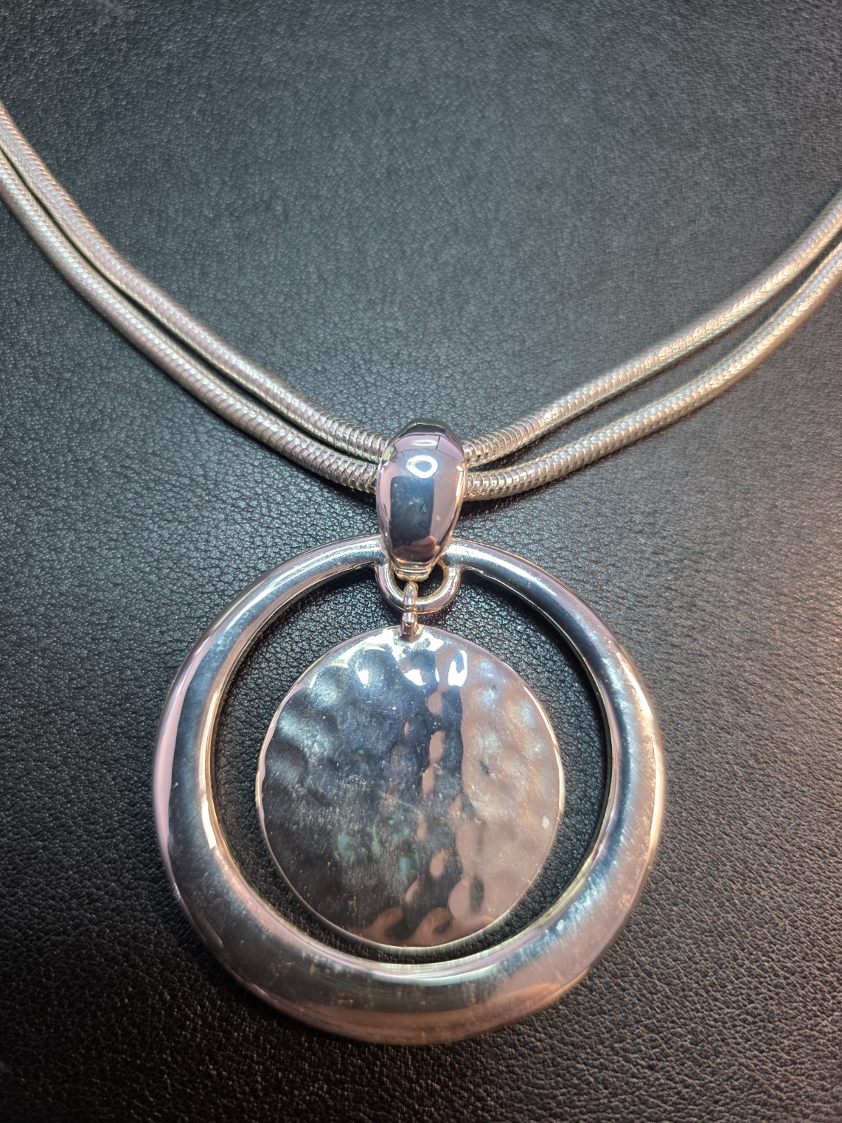 Joan Rivers Double Circle Silver Toned Disk Reversible Necklace 22 Inch