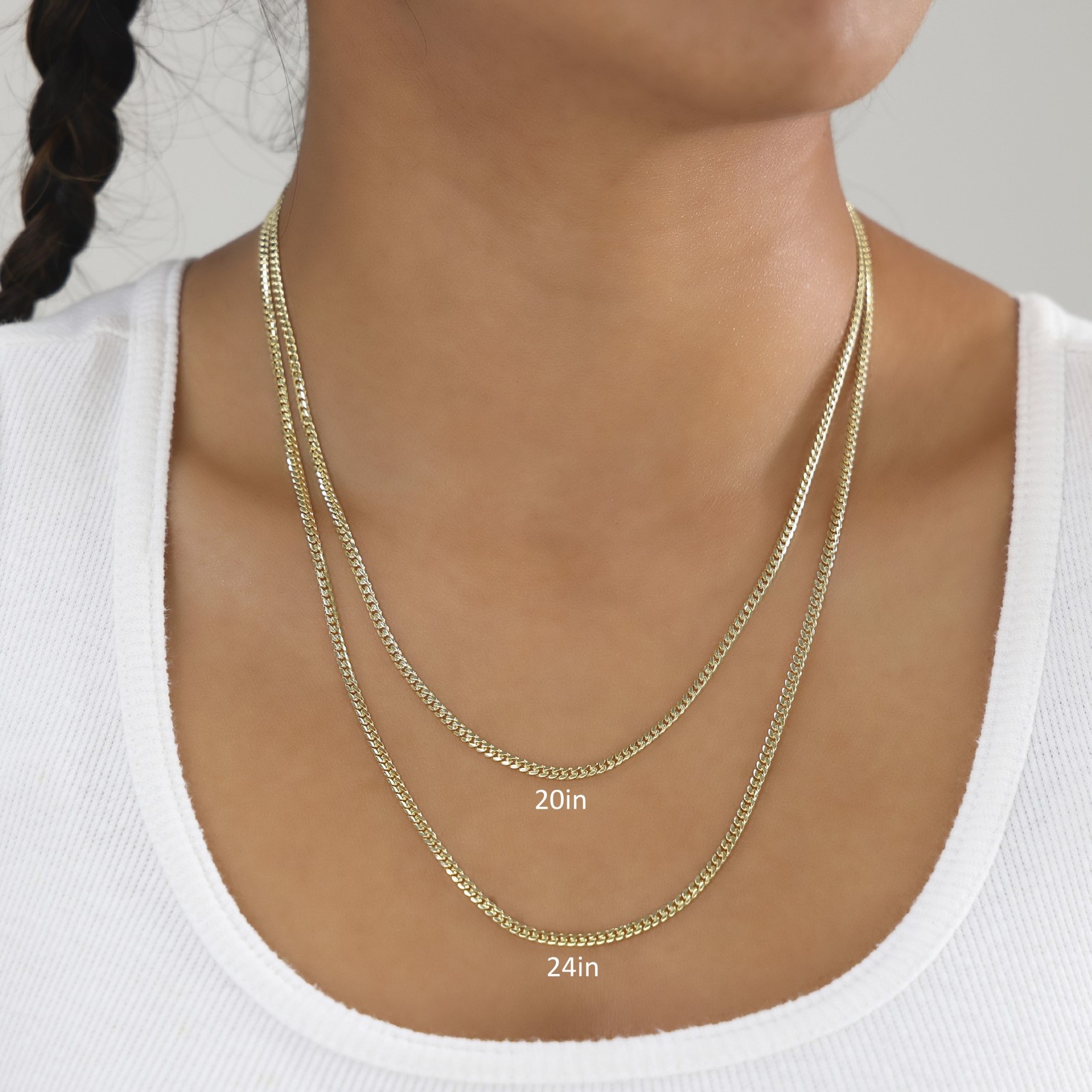 10K Yellow Gold Solid 2.7mm Miami Cuban Link Chain Necklace Lobster Clasp 20″