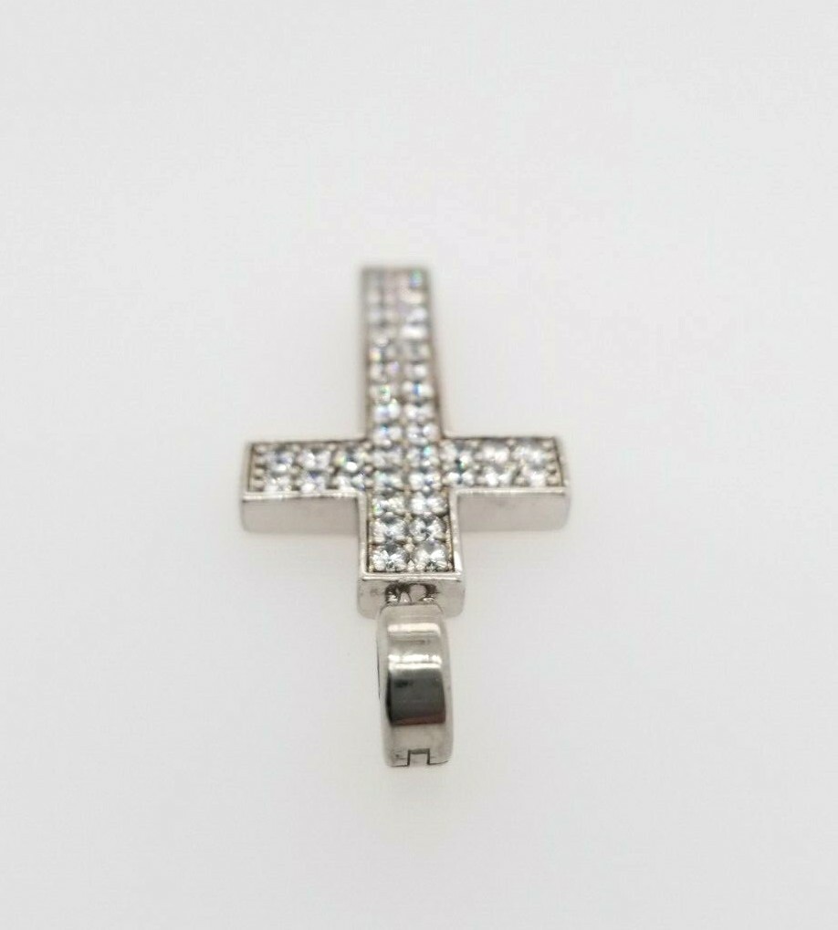 NEW KAGI St.Steel Clare Medium Cross with Cubic Zirconias RRP $119