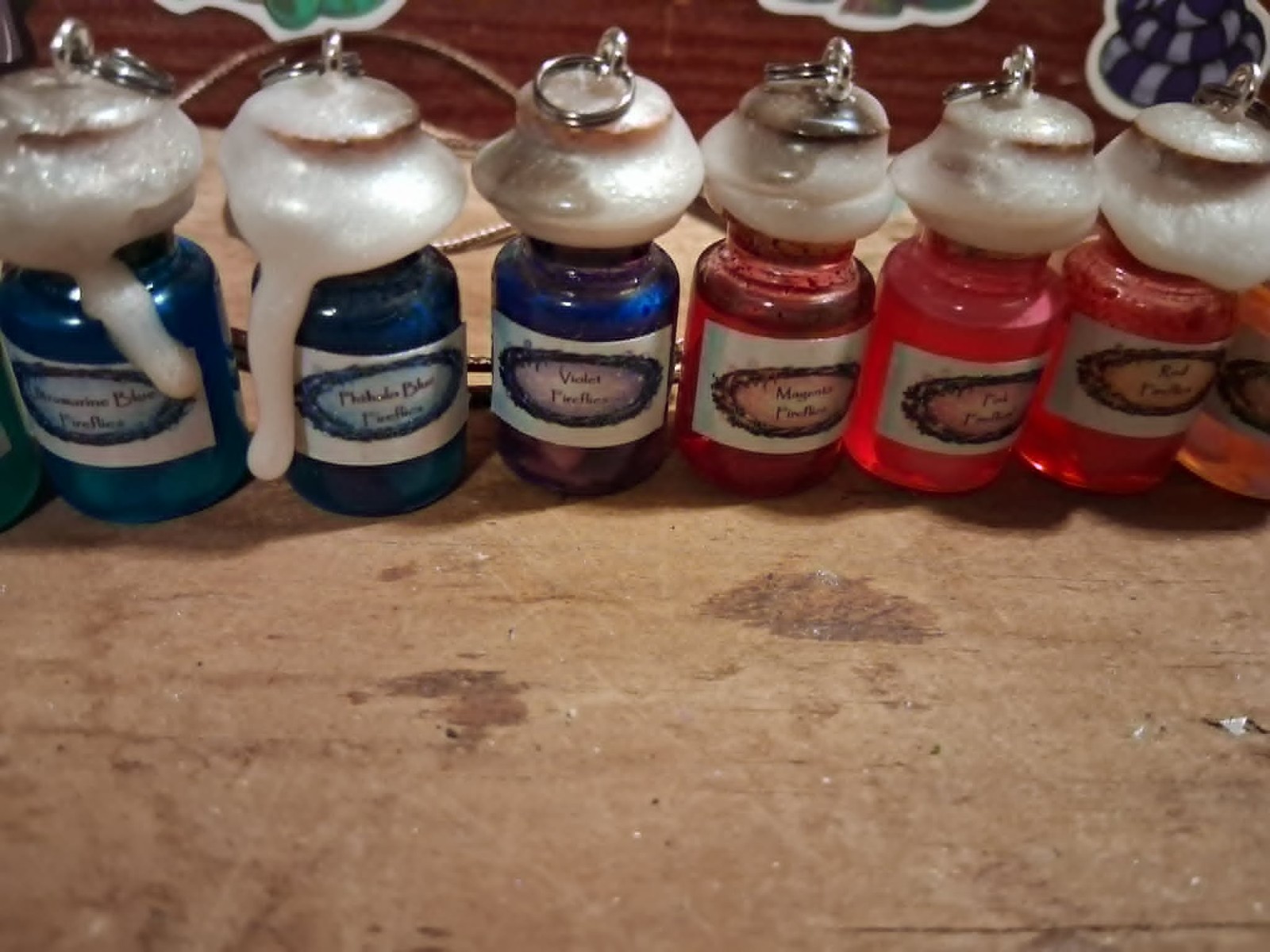 Fireflies Potion Bottle Necklace, Glow in the dark, Fluorescent, UV Glow Stones