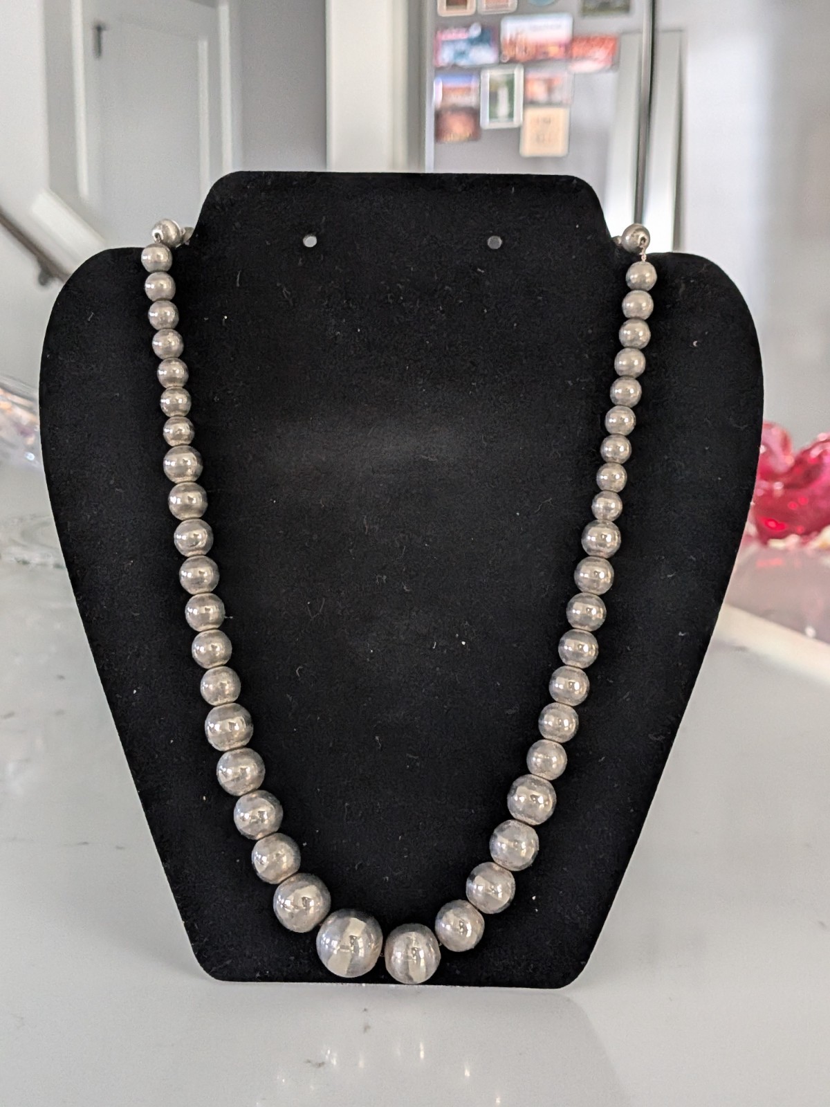 Silver Tone Beaded Necklace | Minimalist Jewelry | Everyday Wear