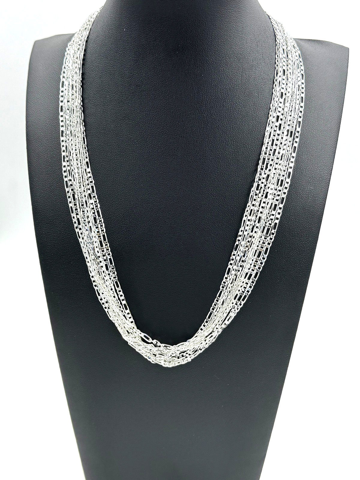 LOT OF TEN (10) Italian 2mm Figaro 20 Inch Flat Chain Necklaces Sterling Silver