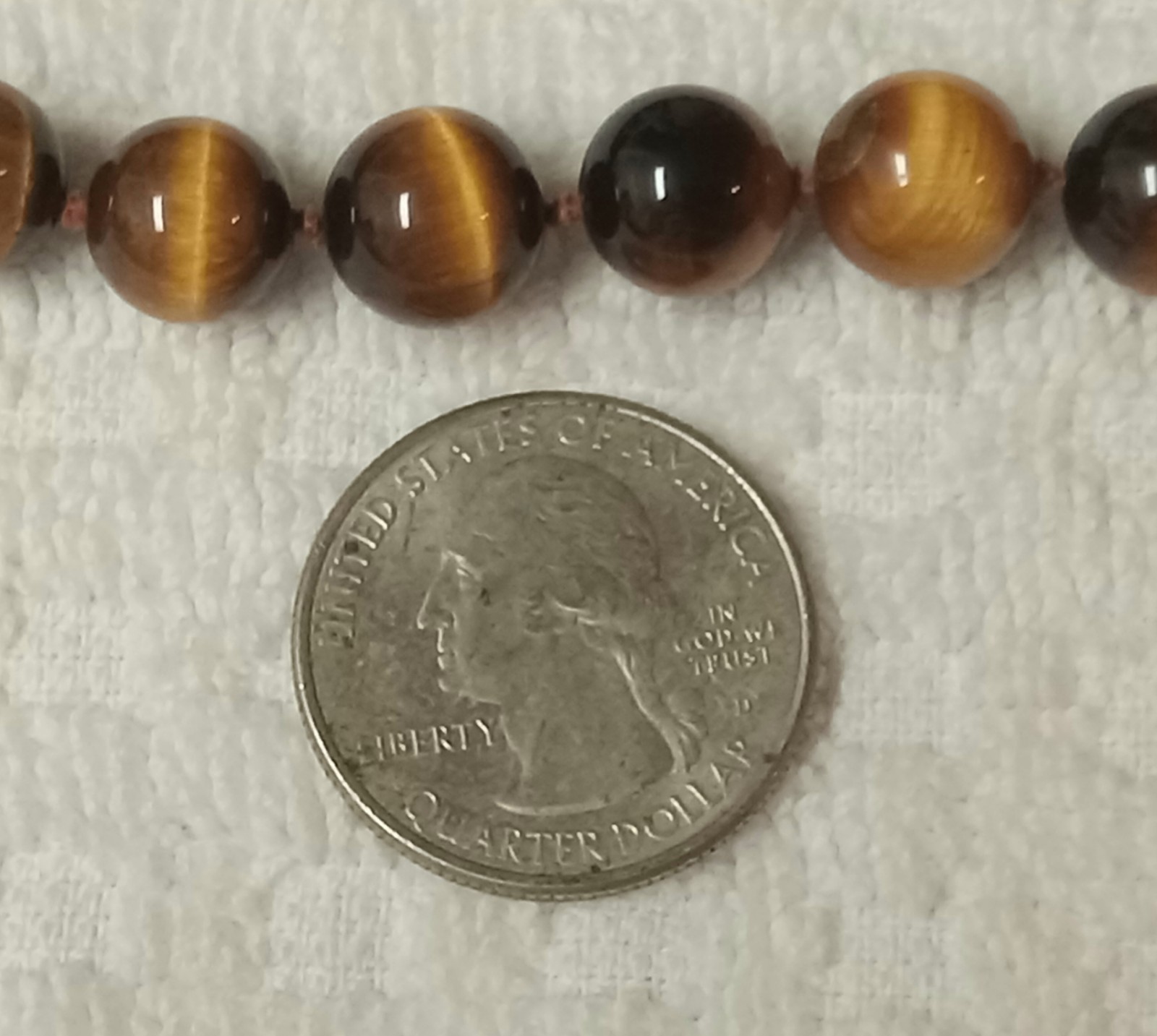 Genuine Tiger Eye Stone Necklace 28 Inches New Unworn Good Condition See Photos
