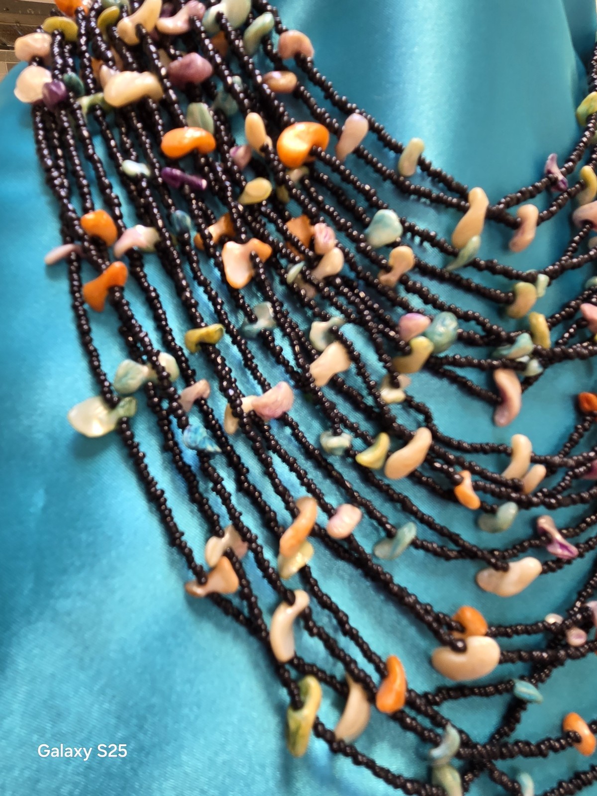 🔥 Boho Tribal Bib Multi-Strand Black Seed/Stone Bead Statement Necklace👁️