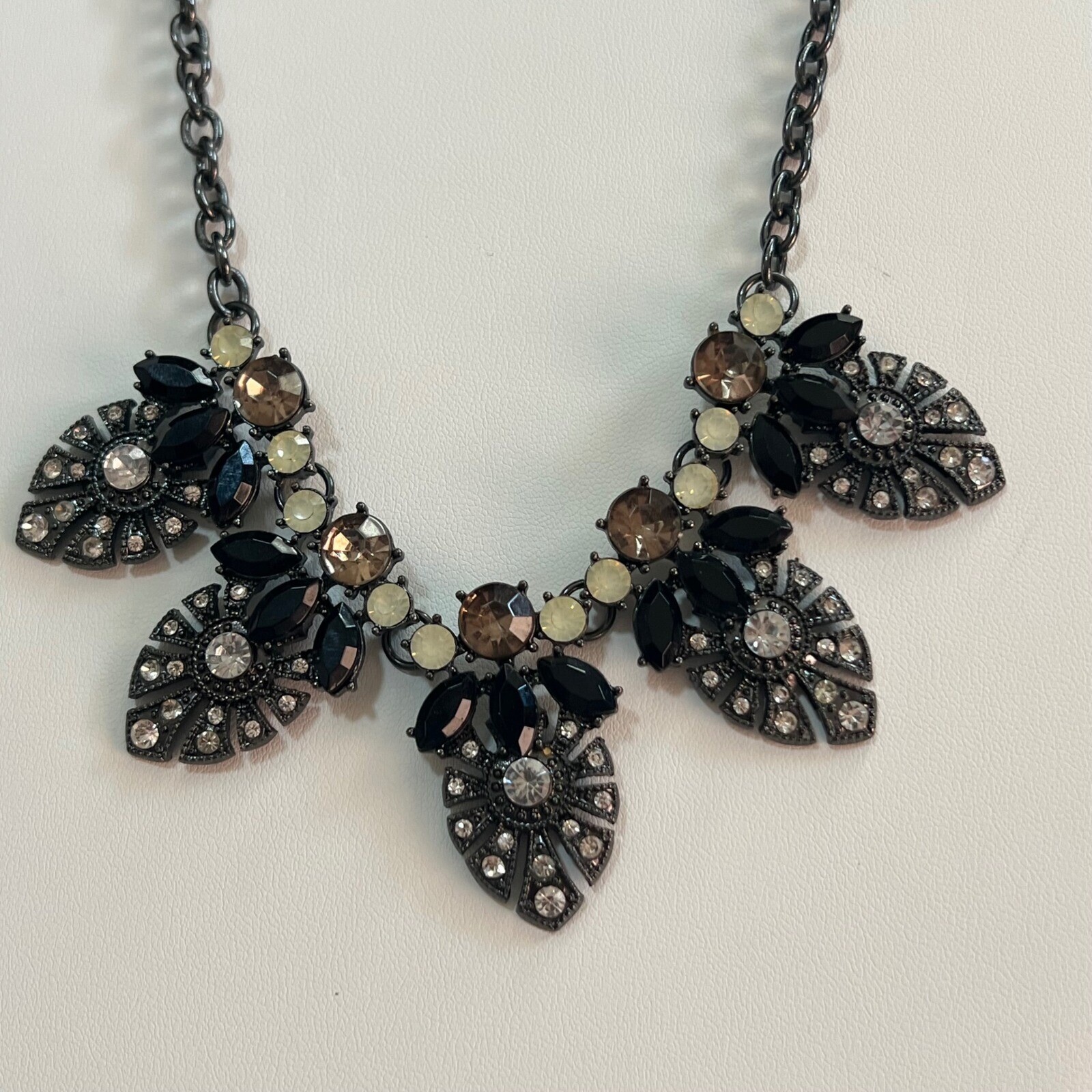 Statement Necklace Rhinestone Bib Necklace Party Jewelry 28 in Black