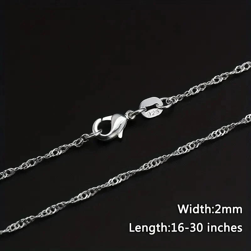 20 Inch Fashion 925 Sterling Silver 2mm Water Wave Necklace Link Chain Women New