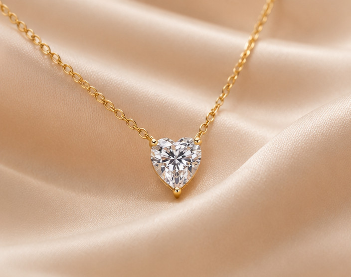 1Ct Heart Simulated Diamond Solitaire Pendant Necklace 14K Yellow Gold Plated