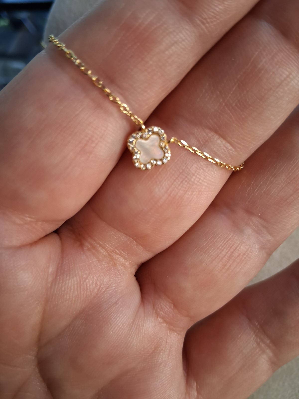 Gorgeous mother of pearl clover on gold over sterling AV 925 china