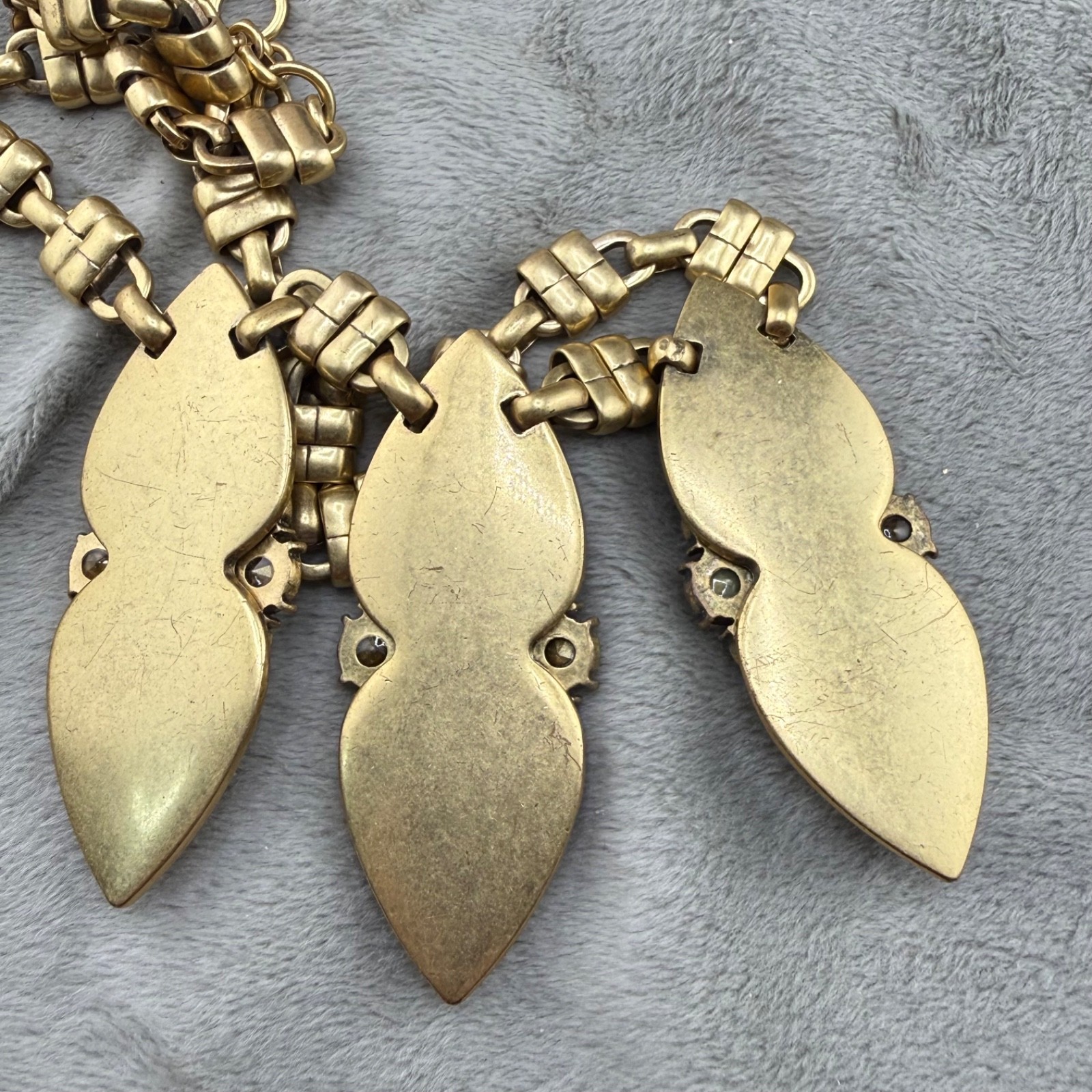 J. Crew Necklace Chunky Gold Tone Rhinestone Statement 16”