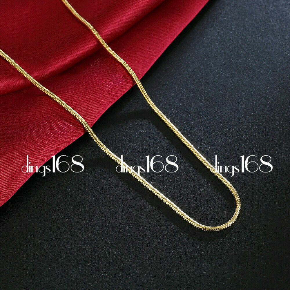 18K Gold Filled Tarnish-Free Italian 1.6mm Wide Snake Chain Necklace 16″-38 inch