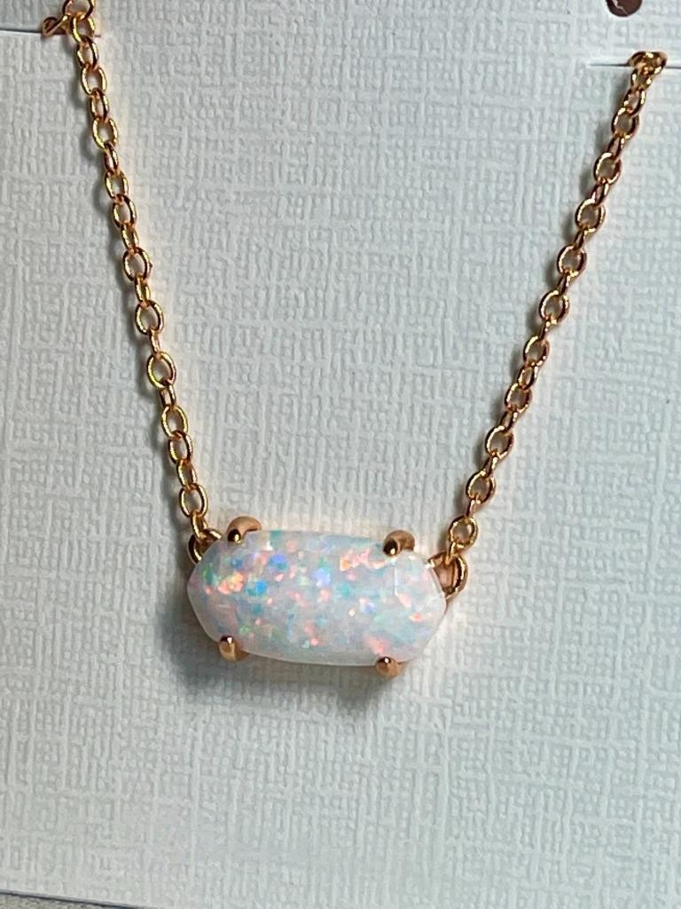 Kendra Scott White Kyocera Opal EVER Necklace In Rosegold NWT