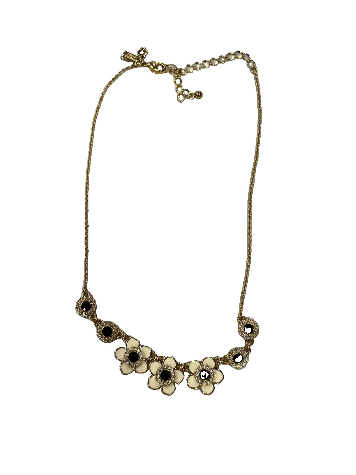 Kate spade Floral Gold Tone Black And Cream Statement Necklace