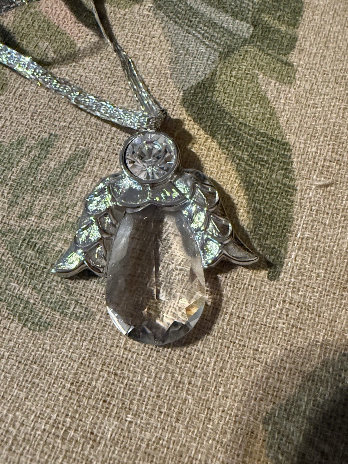 Swarovski Angel Charm Pendant Clear Crystal Teardrop