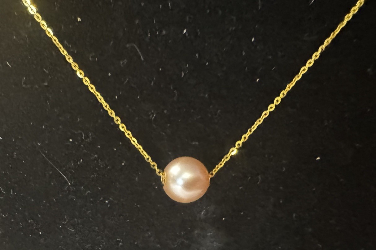light purple freshwater pearl round 9.8mm lulutong 18k gold Pendant 925 Necklace