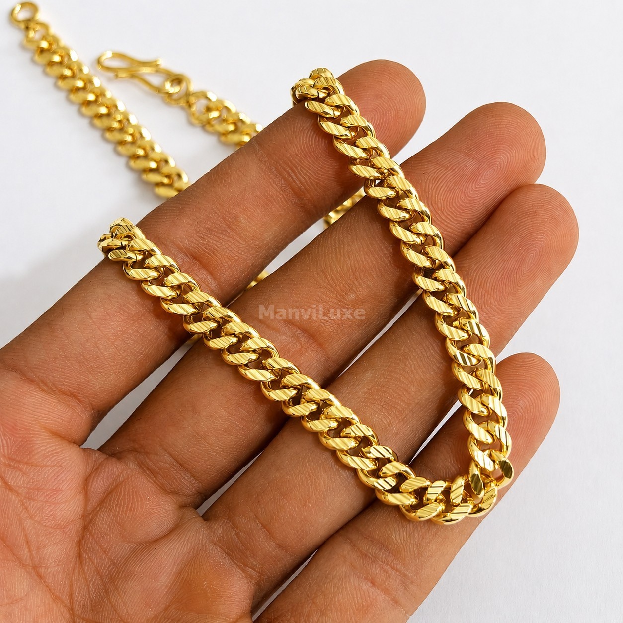 20″ Premium Gold Plated Diamond-Cut Cuban Link Chain | Premium Heavy Curb Neck