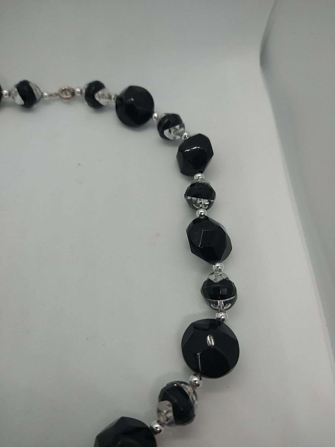 Necklace black Goth clear vintage beads vintage style retro Halloween y2k 1990′
