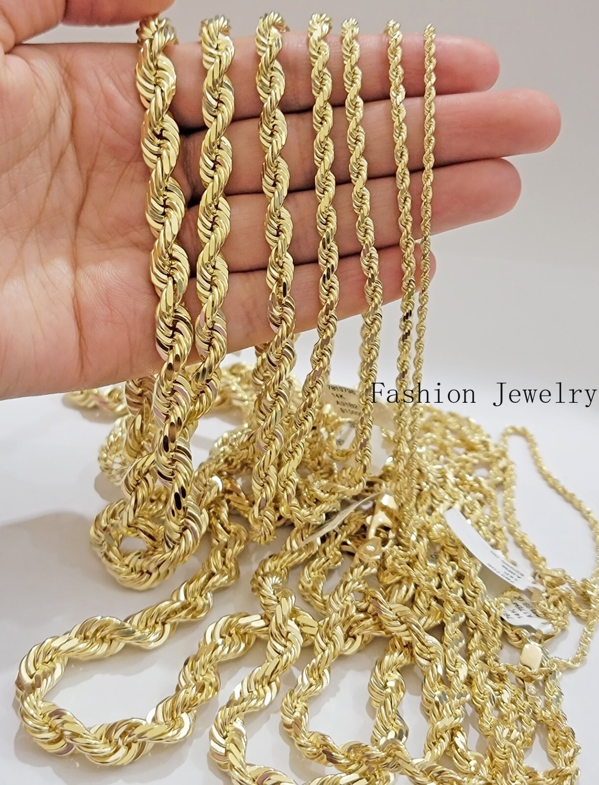 Real 14k Yellow Gold Rope Chain Necklace 2mm-10mm 18″-30″ 14KT SOLID Men Women