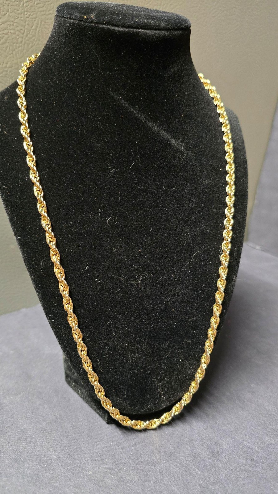Vintage Gold Tone Rope Chain Necklace Twist Link Statement Jewelry 24in Korea