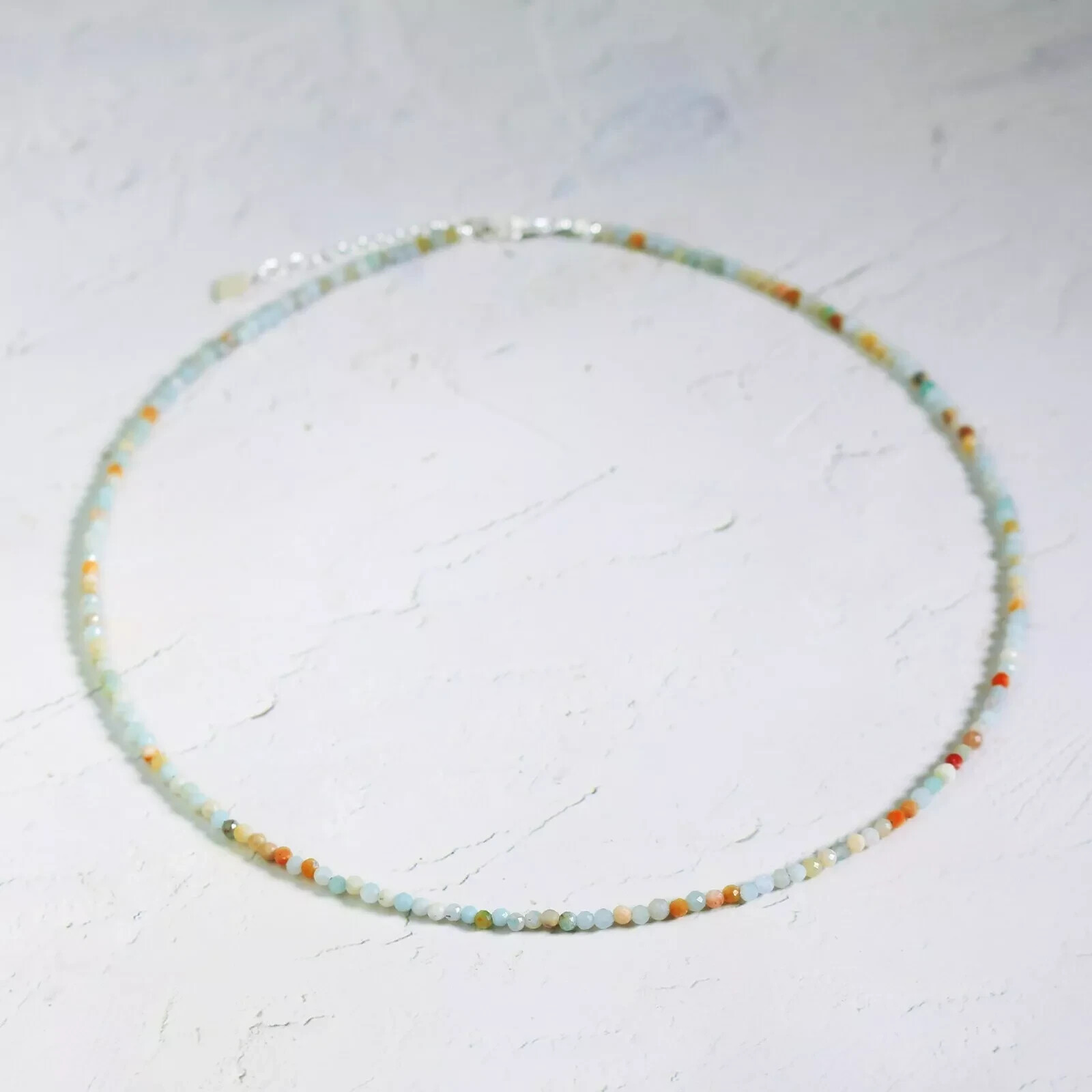 Natural Amazonite 2mm Beads Choker Healing Crystal Dainty Women Necklace Gift