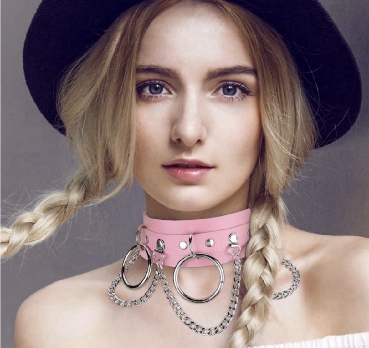 Harajuku Chocker Lock Key Rivets Black Goth Punk Choker