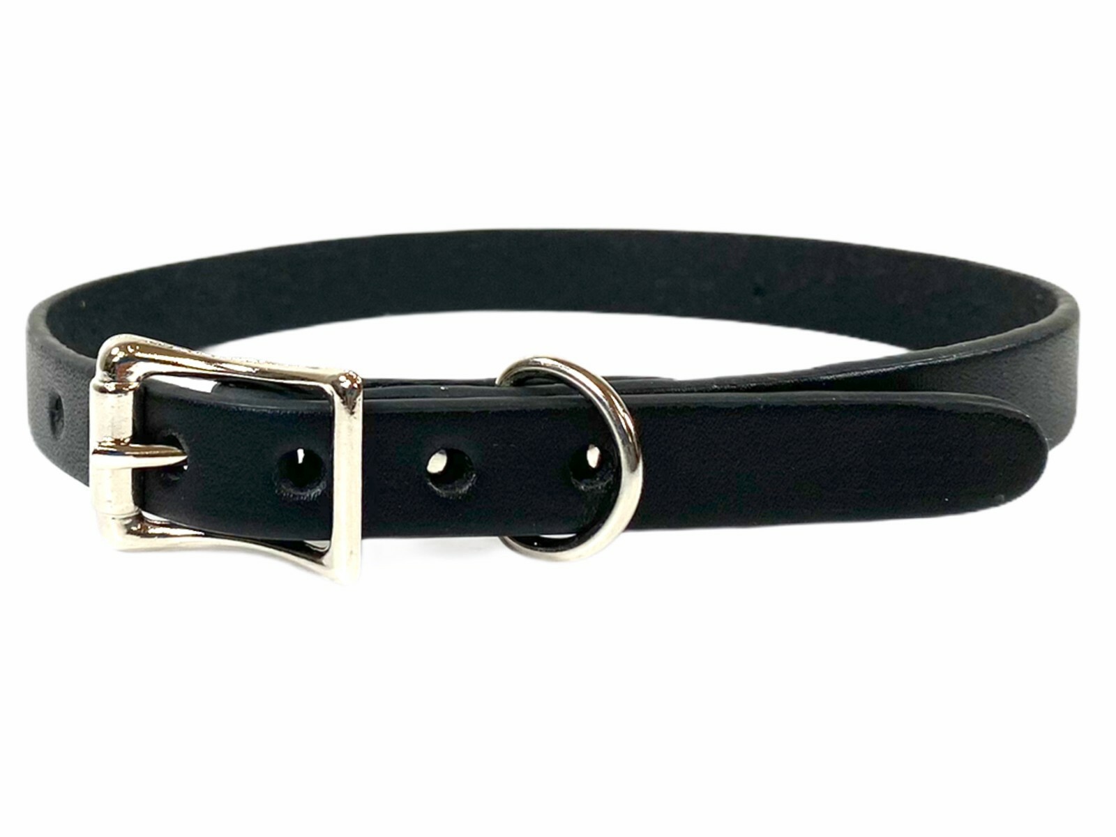 1/2″ Wide Plain Genuine Black Leather Choker Collar Necklace Roller Buckle