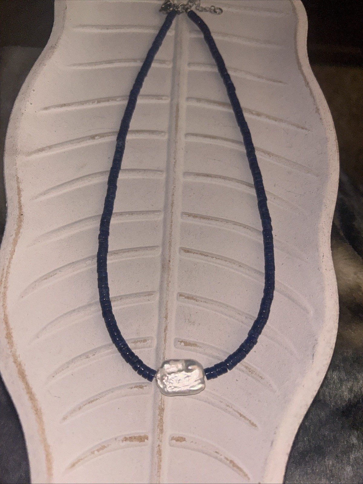 Hand made Unisex Freshwater Pearl and Lapis Lazuli Necklace see description.