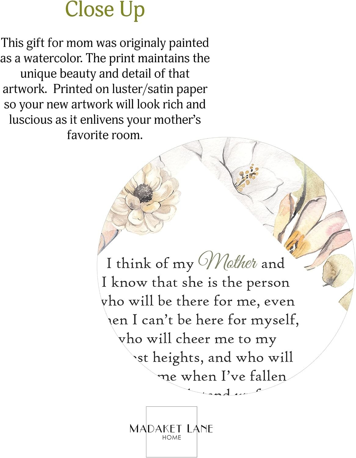Charming 8×10 Floral Quote Print for Moms – Perfect for Any Special Occasion