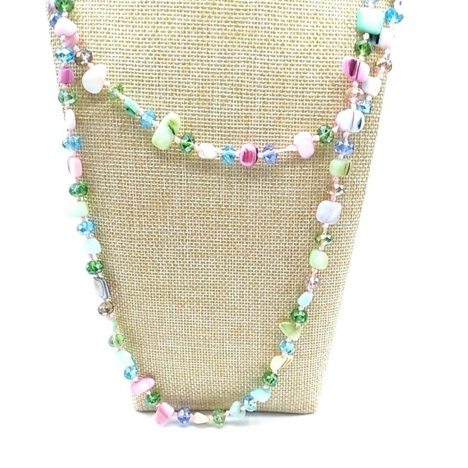 MOP + Faceted Pastel Multi-colored Beaded Necklace