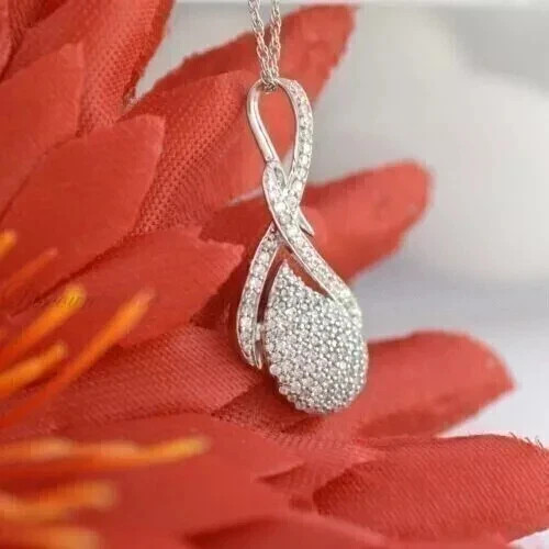 2 Ct Round Simulated Diamond Women’s Fancy Shape Pendant 14k White Gold Plated