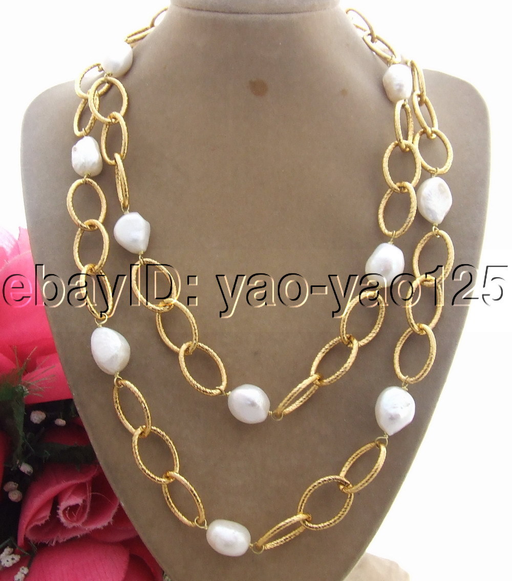 39″ 15mm Baroque Pearl Necklace chain long necklace