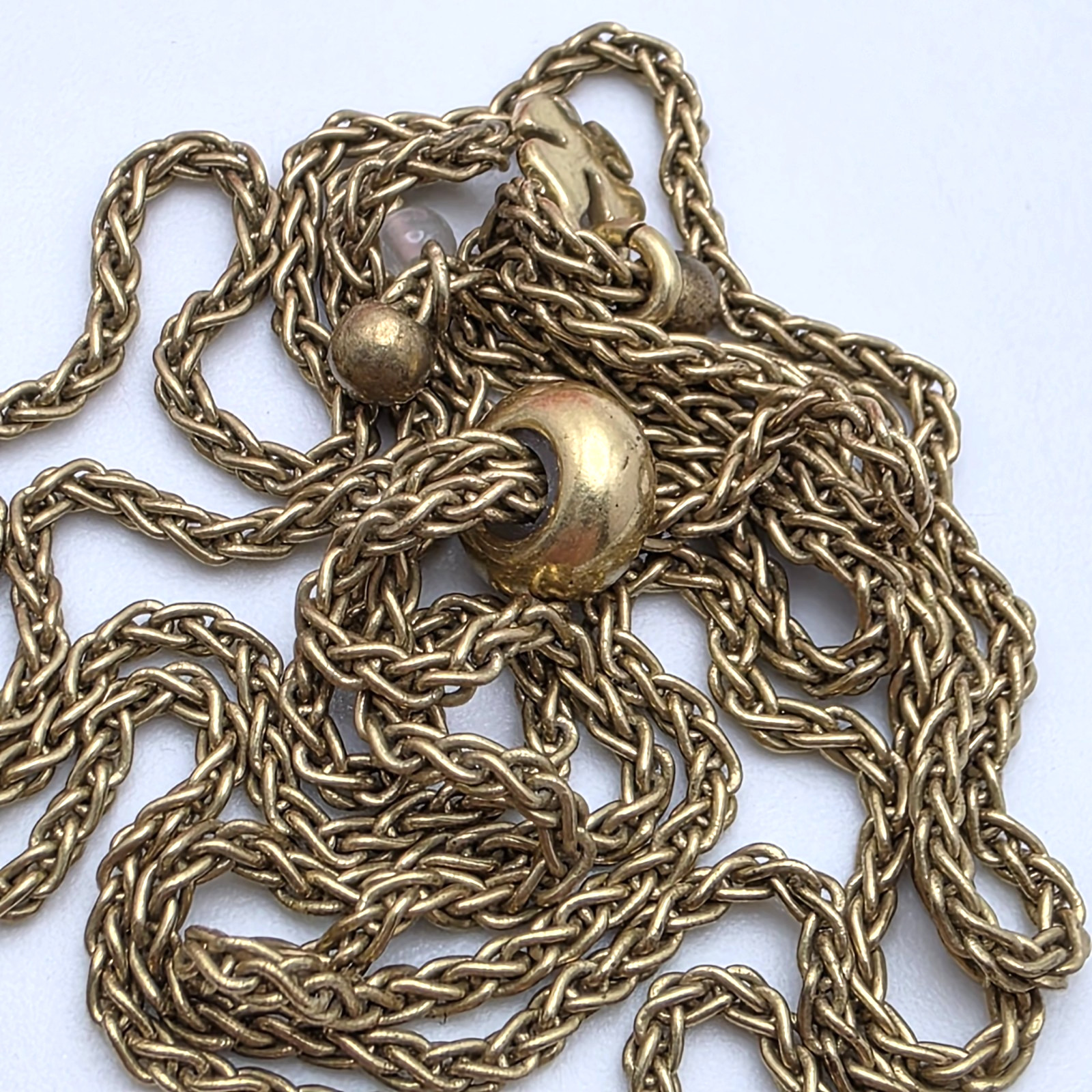 Lucky Brand Gold Tone Adjustable Lariat Necklace Fan Petal Pendant 32 in