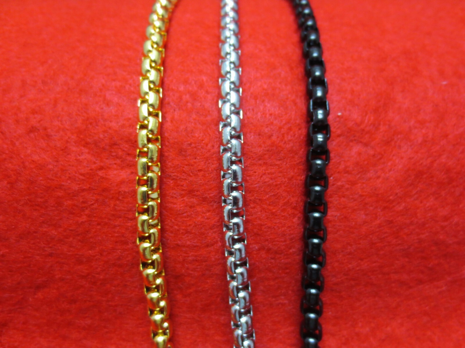 16″-30″ STAINLESS STEEL SILVER,BLACK,GOLD Plated Smooth Round Box CHAIN NECKLACE
