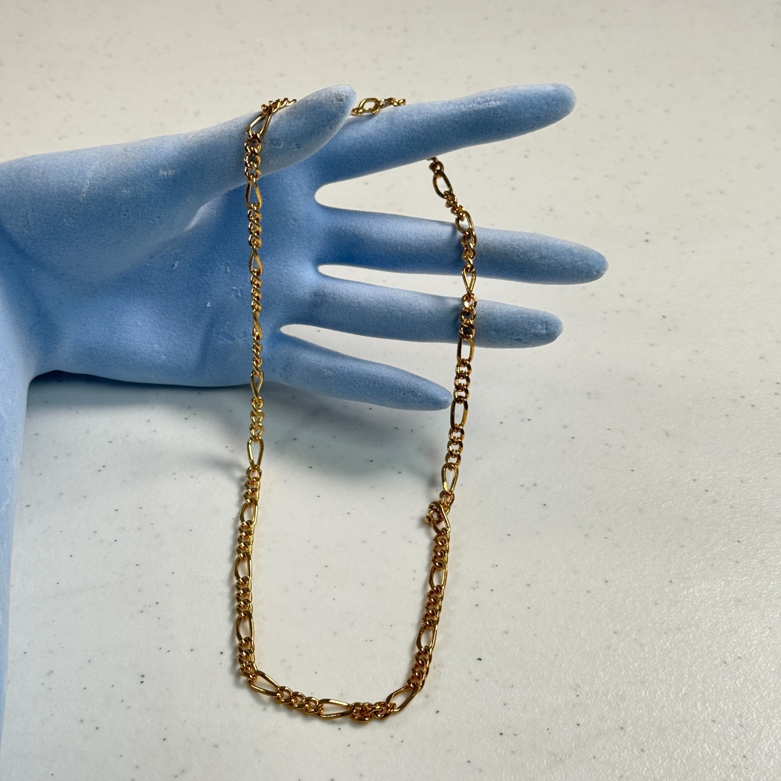 Vintage Gold Tone Figaro Rope Link Chain Necklace 80s 90s Y2K
